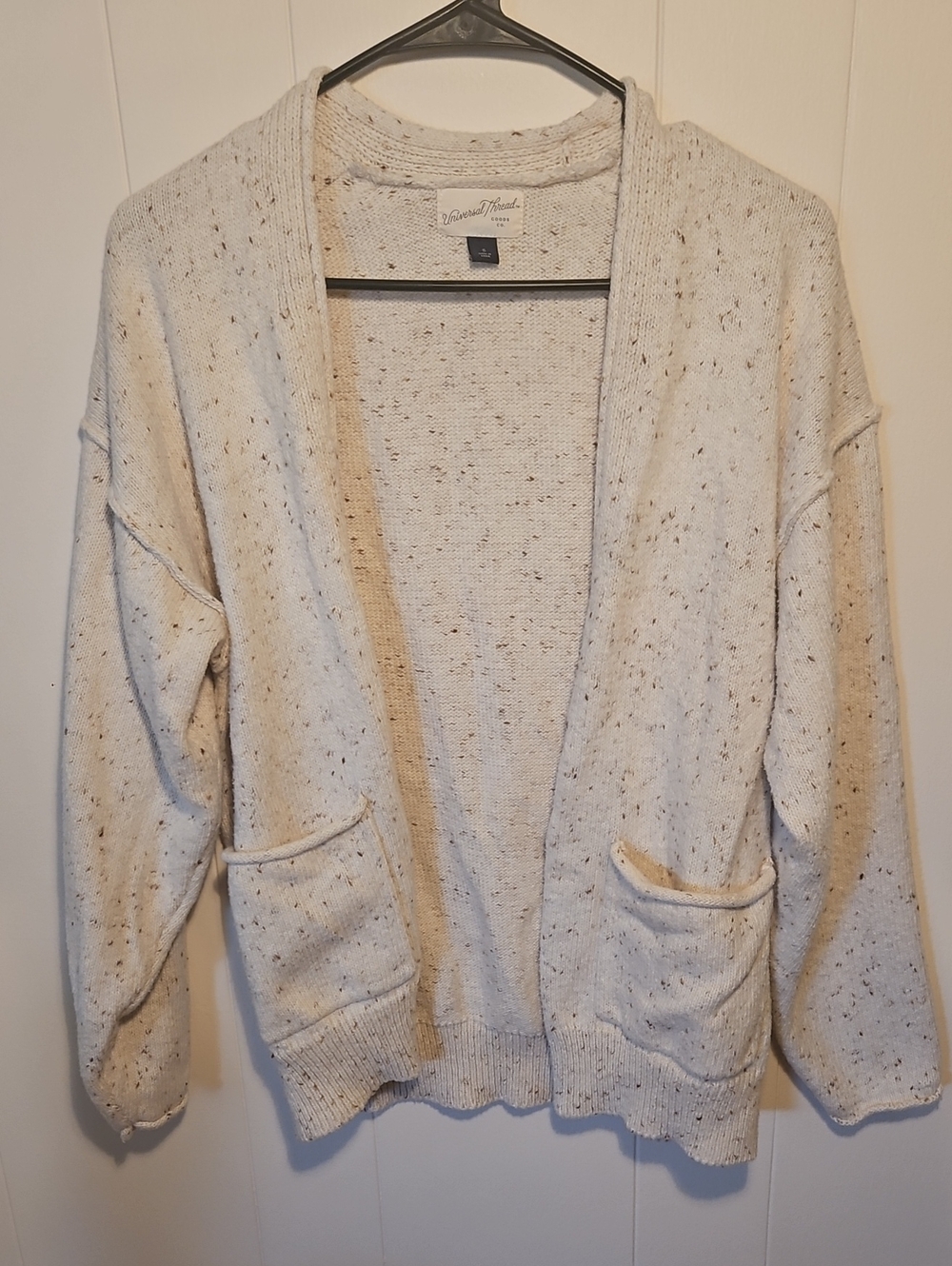 Universal Thread Cream Speckled Open Cardigan with Pockets